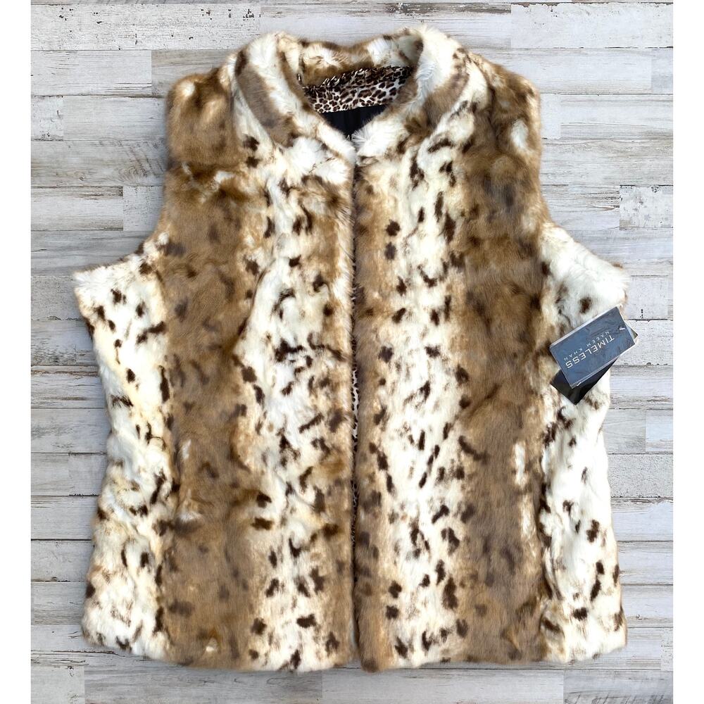 TIMELESS NAEEM KHAN FAUX FUR ANIMAL VEST SIZE 1X C100225